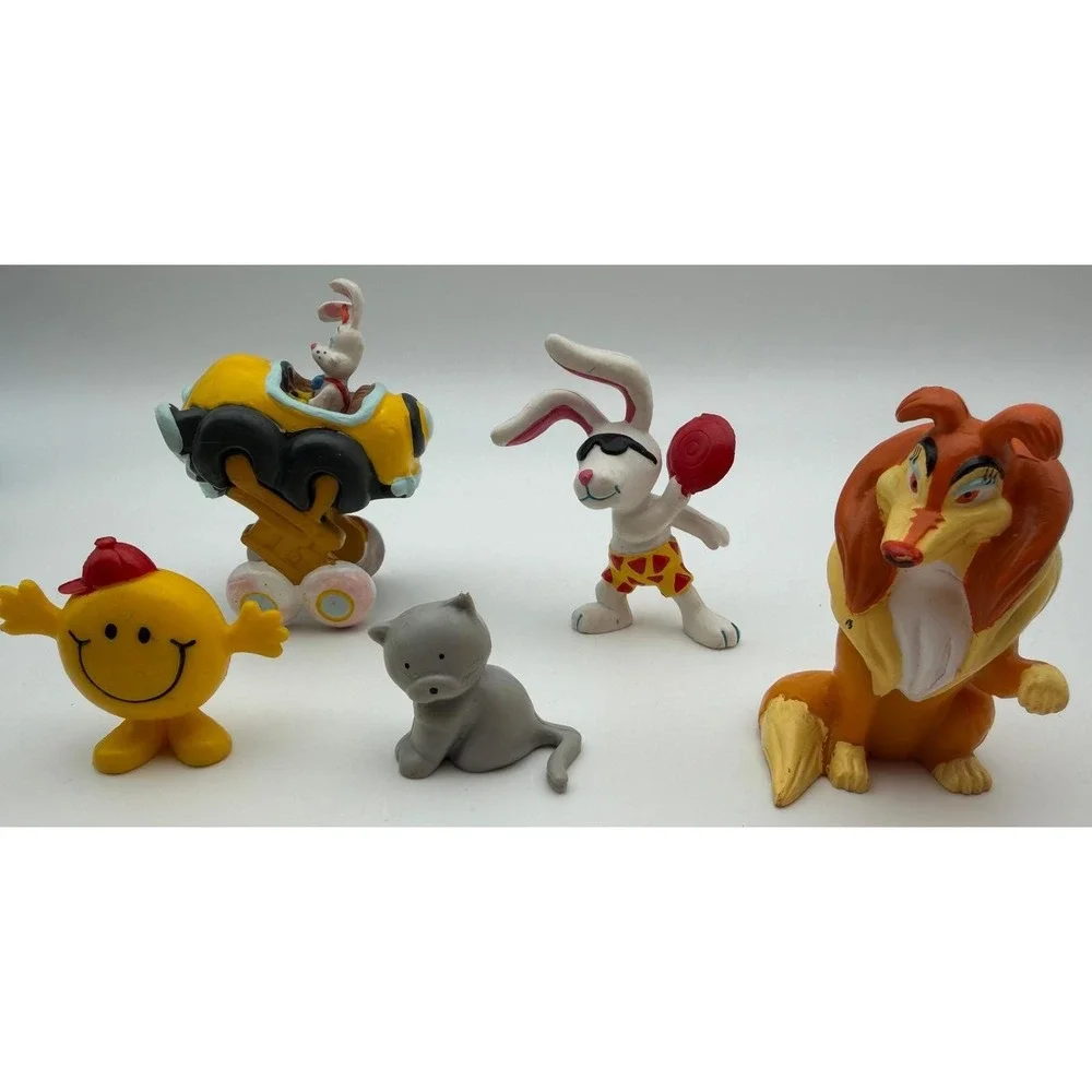 Vintage 80s Toy Figure Lot Roger Rabbit Mr Men Arby's Wendy's PVC Figurines J061